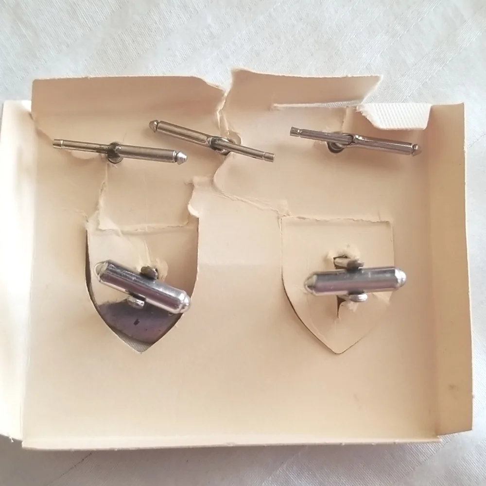 N.S. Meyer Sterling Silver Cuff Link Tie Tac Set